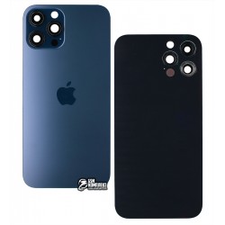 Задняя панель корпуса для Apple iPhone 12 Pro Max, синий, со стеклом камеры, Pacific Blue Задняя панель корпуса для Apple iPhone 12 Pro Max, синий, со стеклом камеры, Pacific Blue