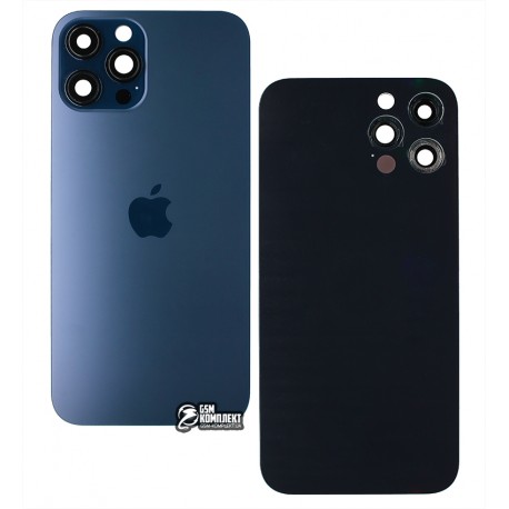 Задня панель корпусу для Apple iPhone 12 Pro Max, синій, зі склом камери, Pacific Blue
