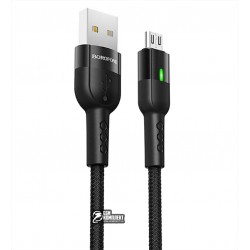Кабель Micro-USB - USB, Borofone BU17, 1,2 м, 2,4А, в тканевой оплетке, черный