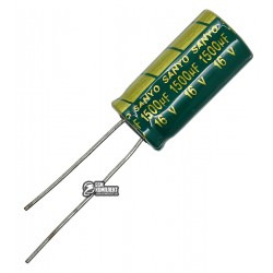 Конденсатор електролітичний 1500 uF 16 V, 105°C, d10 h20 (низький імпеданс) LOW ESR (SANYO CHINA)