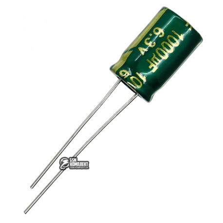 Конденсатор электролитический 1000 uF 6.3 V, 105°C, d8 h12, (низкий импеданс) LOW ESR (CHONG)