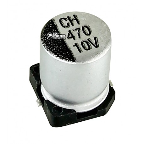 Конденсатор электролитический 470 uF 10 V, d6.3 h7.7, VT алюминиевый SMD