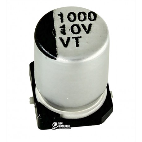 Конденсатор електролітичний 1000 uF 10 V, d8 h10.5, UT алюмінієвий SMD