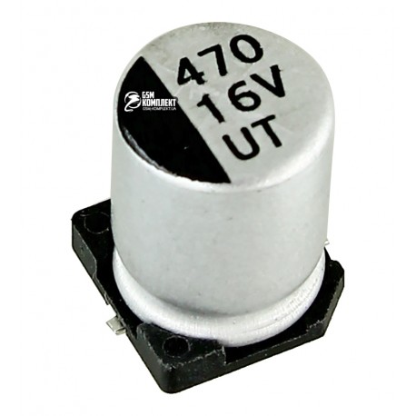 Конденсатор электролитический 470 uF 16 V, d8 h10.2, VT алюминиевый SMD