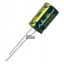 Конденсатор електролітичний 1000 uF 16 V, 105°C, d10 h17 (низький імпеданс) LOW ESR (AJSCON)