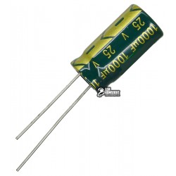 Конденсатор электролитический 1000 uF 25 V, 105°C, d10 h20, (низкий импеданс) LOW ESR (CHONG)