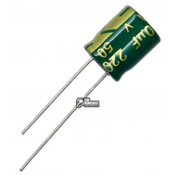 Конденсатор електролітичний 220 uF 50 V, 105°C, d10 h13 (низький імпеданс) LOW ESR (CHONG)