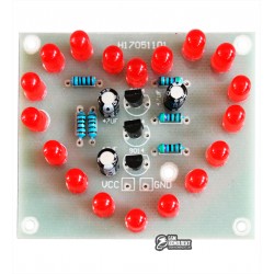 DIY конструктор "Світлодіодне миготливе серце", 18 червоних світлодіодів