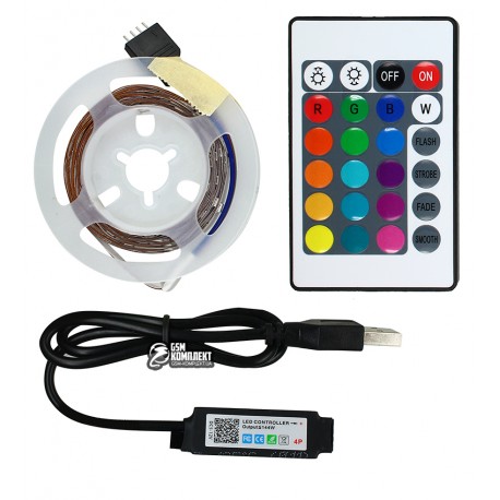Светодиодная лента для фоновой подсветки ТВ (2835 RGB, 5 метров, питание от 5В USB, Bluetooth)