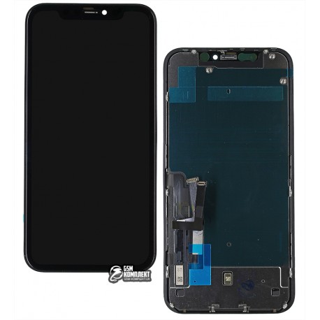Дисплей для iPhone 11, черный, с сенсорным экраном (дисплейный модуль), с рамкой, PRC, #Self-welded OEM