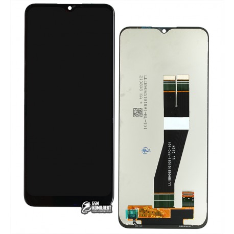 Дисплей для Samsung A025G Galaxy A02s, M025 Galaxy M02s, чорний, з сенсорним екраном, чорні шлейфи, оригінал (PRC)