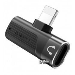 OTG переходник Borofone BV14, Lightning на двойной Lightning цифровой аудио конвертер, чёрный