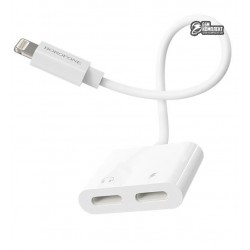 OTG переходник Borofone BV11 Lightning на 2 Lightning, белый