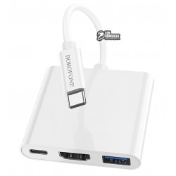 OTG переходник Borofone DH4,Type-C на USB3.0+HDMI+PD