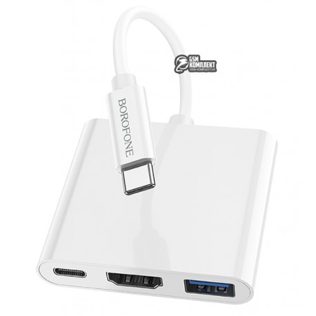 OTG перехідник Borofone DH4,Type-C на USB3.0+HDMI+PD
