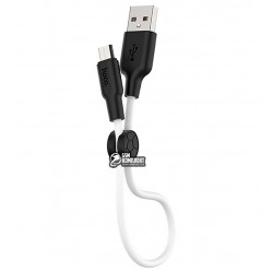 Кабель Micro-USB - USB, Hoco X21 Plus, 25см, короткий, пищевой силикон, сверхмягкий, \ black＆white