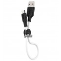 Кабель Micro-USB - USB, Hoco X21 Plus, 25см, короткий, пищевой силикон, сверхмягкий, \ black white