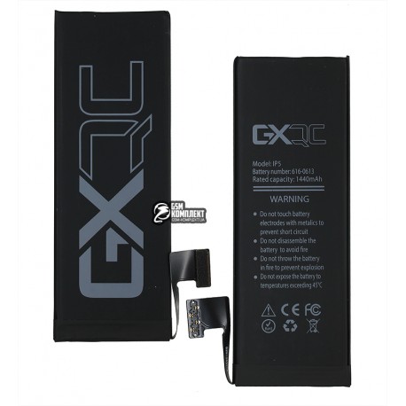 Аккумулятор GX для Apple iPhone 5, Li-Polymer, 3,8 В, 1440 мАч, #616-0611/616-0613