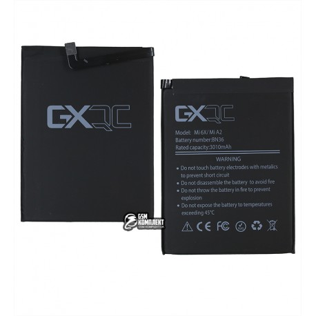 Аккумулятор GX BN36 для Xiaomi Mi A2, Xiaomi Mi 6x, Li-Polymer, 3,85 B, 3010 мАч