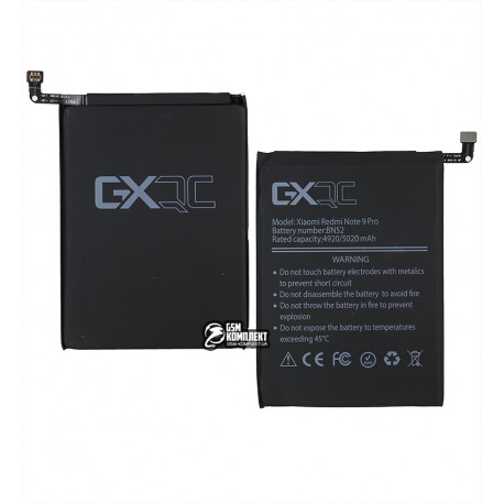 Акумулятор GX BN52, BN53 для Xiaomi Redmi Note 9 Pro, Redmi Note 9 Pro Max, Li-Polymer, 3,85 B, 5020mAг