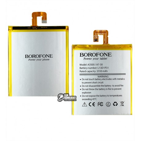 Акумулятор Borofone L13D1P31 для планшетов Lenovo IdeaPad S5000, IdeaTab A3500, Tab 2 A7-20F, Tab 2 A7-30, Tab 7 TB-7304i, Li-ion, 3,8 В, 3550 мАг