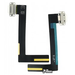 Шлейф для планшету iPad Air 2, iPad 6, конектора зарядки, з компонентами, білий Шлейф для планшету iPad Air 2, iPad 6, конектора зарядки, з компонентами, білий