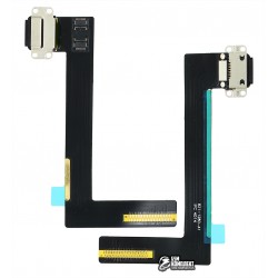 Шлейф для планшету iPad Air 2, iPad 6, конектора зарядки, з компонентами, чорний Шлейф для планшету iPad Air 2, iPad 6, конектора зарядки, з компонентами, чорний