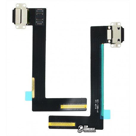 Шлейф для планшету iPad Air 2, iPad 6, конектора зарядки, з компонентами, чорний