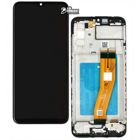 Дисплей для Samsung A037F Galaxy A03s, черный, с рамкой, оригинал (PRC), с желтым шлейфом