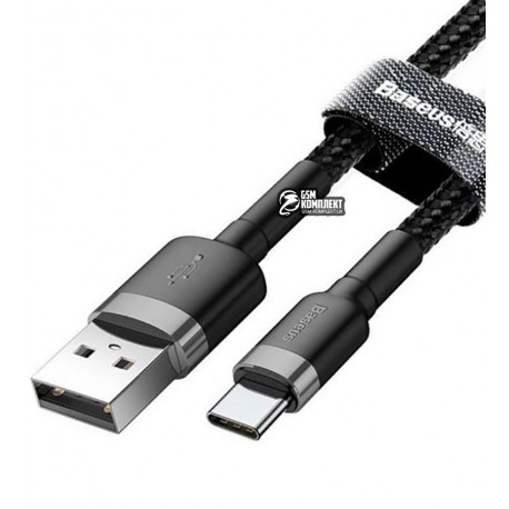 Кабель Type-C - USB, Baseus Cafule, 3А, 1 метр, черный CATKLF-BG1