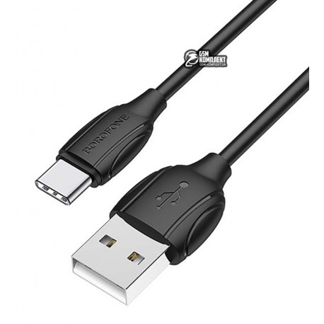 Кабель Type-C - USB, Borofone BX19, 1 метр, 2,4 А, чорний