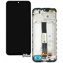 Дисплей для Xiaomi Redmi 9A, Redmi 9C, чорний, з рамкою, оригінал (переклеєне скло), M2006C3LG, M2006C3LI, M2006C3LC, M2006C3MG, M2006C3MT