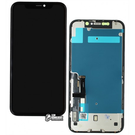 Дисплей для Apple iPhone 11, чорний, з захисним екраном дисплею, з сенсорним екраном, з рамкою, Original (PRC), (Self-welded OEM)