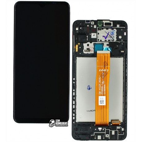 Дисплей для Samsung A125F Galaxy A12, черный, с рамкой, оригинал (переклеенное стекло)