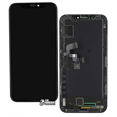 Дисплей iPhone X, черный, с сенсорным экраном (дисплейный модуль), Оригинал (переклеено стекло)