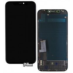 Дисплей для Apple iPhone 11, чорний, з рамкою, копія, з пластиками камери та давача наближення, (TFT), YOUDA Дисплей для Apple iPhone 11, чорний, з рамкою, копія, з пластиками камери та давача наближення, (TFT), YOUDA
