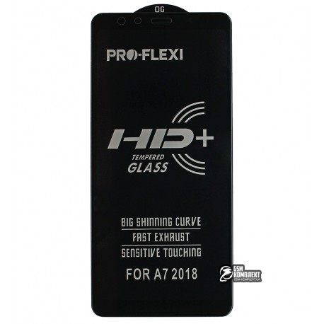 Защитное оргстекло для Samsung A750 Galaxy A7 (2018), 5D, ProFlexi, Full Glue, черное