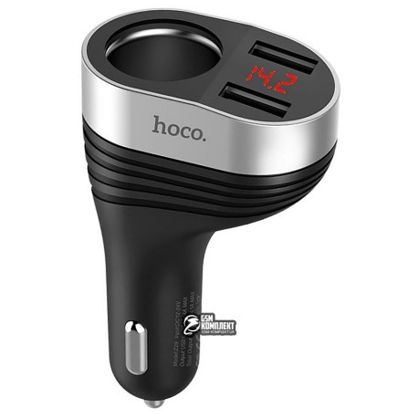 Автомобільний зарядний пристрій Hoco Z29 Regal, 2USB, 3.1A, з дисплеєм