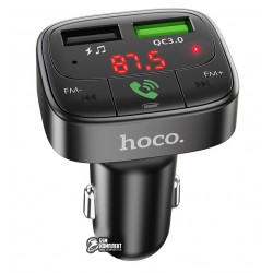 Автомобильное зарядное устройство Hoco E59 Promise QC3.0, Bluetooth с FM модулятором (2USB, 3.1А) / metal gray