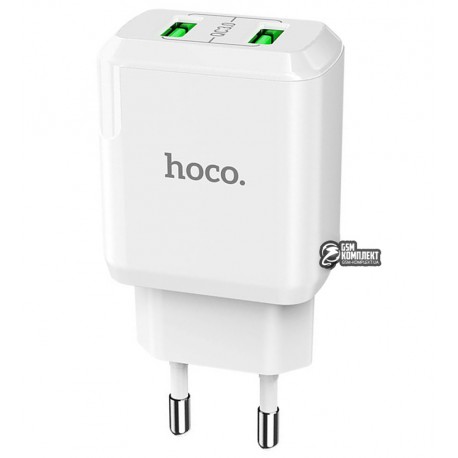 Сетевое зарядное устройство HOCO N6 Charmer dual port QC3.0, белое