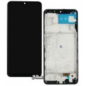 Дисплей для Samsung A225 Galaxy A22, черный, с рамкой, High quality, (OLED)