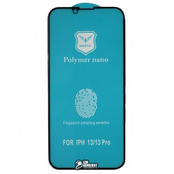 Захисне оргскло для iPhone 13, iPhone 13 Pro, Polycarbone, 3D, з фаскою, чорне Захисне оргскло для iPhone 13, iPhone 13 Pro, Polycarbone, 3D, з фаскою, чорне