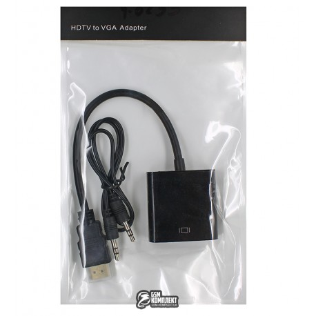 Конвертор HDMI у VGA + аудіо кабель (штекер HDMI – гніздо VGA)