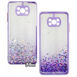 Чохол для Xiaomi Poco X3, Poco X3 NFC, Poco X3 Pro, WAVE Sparkles Case, пластикова кришка, силіконова рамка, purple