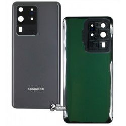 Задня панель корпусу Samsung G988 Galaxy S20 Ultra, сірий колір, зі склом камери