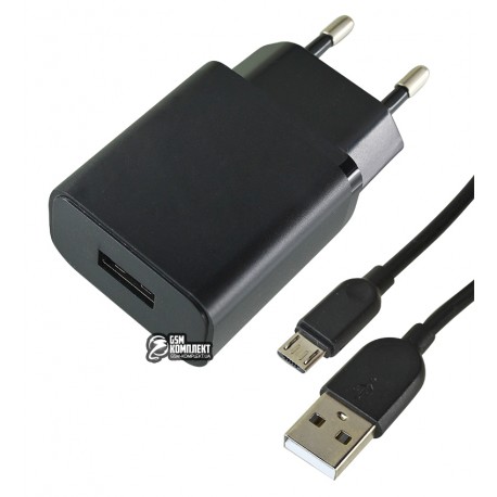 Зарядний пристрій Borofone BA52A Gamble 1USB 2,1A + Micro-USB кабель, чорний
