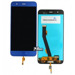 Дисплей для Xiaomi Mi 6, синий, без рамки, оригинал (переклеенное стекло), MCE16