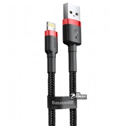 Кабель Lightning - USB, Baseus Cafule (односторонній USB), 2.4A, 1 метр, червоний