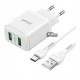 Зарядний пристрій HOCO N6 Charmer dual port QC3.0 charger set (Type-c), білий