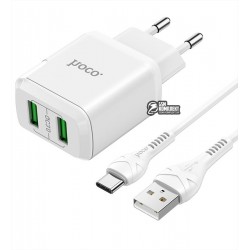 Сетевое зарядное устройство HOCO N6 Charmer dual port QC3.0 charger set (Type-c), белое